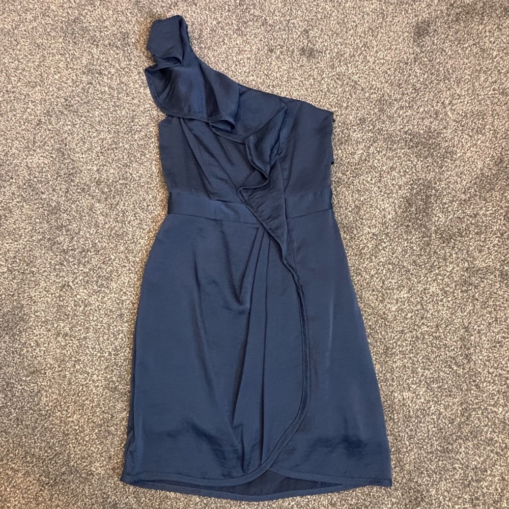 BCBGeneration dark blue cocktail mini dress one shoulder size 0 / XS NWT